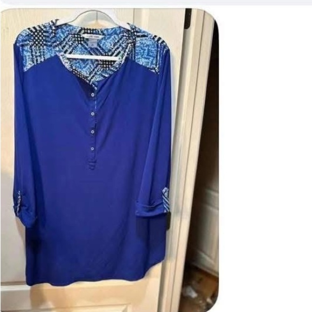 Blue Tunic with Plaid back